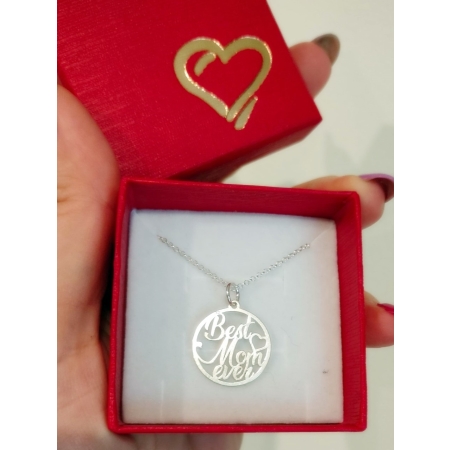 Naszyjnik dla Mamy Best Mom Ever rolo srebro 925
